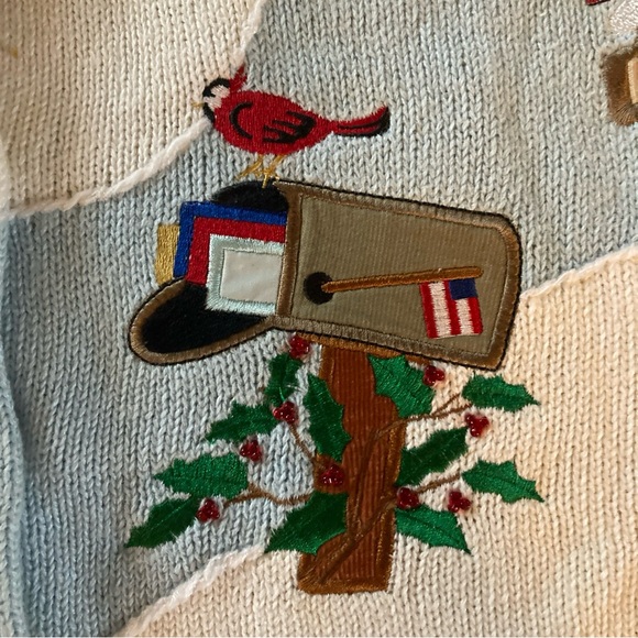 Quacker Factory Christmas Sweater Women’s Sz M Red Cardigan Both Sides Decorated - Picture 6 of 8